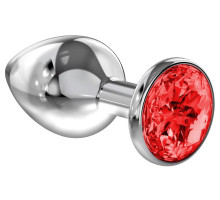 Большая серебристая анальная пробка Diamond Red Sparkle Large с красным кристаллом - 8 см. (красный)