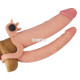 Телесная насадка-удлинитель на пенис с анальным стимулятором и вибропулей (телесный)