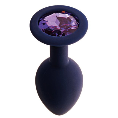 Черничная анальная пробка с фиолетовым кристаллом Gamma M - 8,1 см. (фиолетовый)