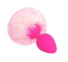Розовая анальная пробка с нежно-розовым хвостиком  Задорный Кролик (нежно-розовый)