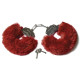Шикарные бордовые меховые наручники с ключиками (бордовый)
