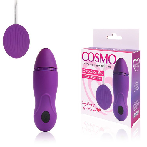 Фиолетовое виброяйцо Cosmo с пультом управления вибрацией (фиолетовый)