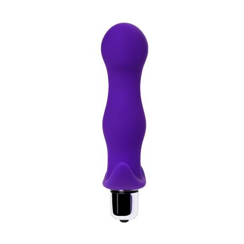 Фиолетовая изогнутая анальная вибропробка - 12,9 см. (фиолетовый)