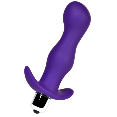 Фиолетовая изогнутая анальная вибропробка - 12,9 см. (фиолетовый)