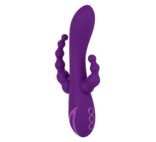 Фиолетовый вибромассажер-кролик Long Beach Bootylicious с анальной цепочкой (фиолетовый)