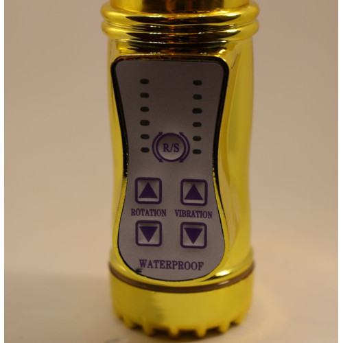Золотистый вибратор с 24 видами вибрации и ротации - 21 см. (золотистый)
