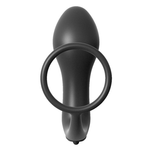 Анальная пробка с вибрацией с эрекционным кольцом Ass-Gasm Cockring Vibrating Plug (черный)
