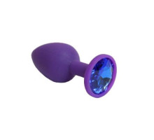 Фиолетовая силиконовая пробка с синим стразом - 7,1 см. (фиолетовый)