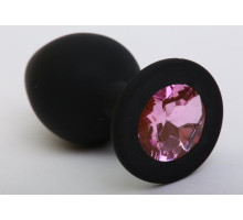 Чёрная силиконовая пробка с розовым стразом - 8,2 см. (розовый)