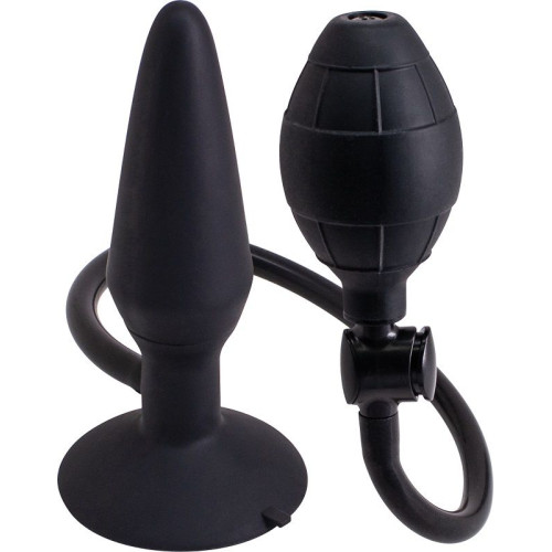 Анальная пробка с функцией расширения Inflatable Butt Plug Medium - 14,2 см. (черный)
