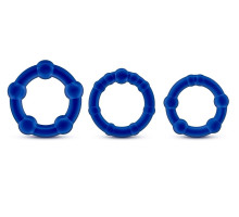 Набор из 3 синих эрекционных колец Stay Hard Beaded Cockrings (синий)