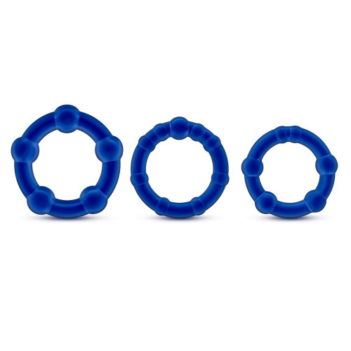 Набор из 3 синих эрекционных колец Stay Hard Beaded Cockrings (синий)