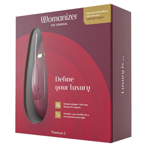 Бордовый клиторальный стимулятор Womanizer Premium 2 (бордовый)
