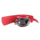 Чёрно-красные лаковые перфорированные наручники (черный с красным)