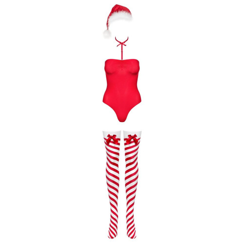 Очаровательное боди Kissmas в новогоднем стиле (красный с белым|L-XL)