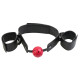 Кляп-наручники с красным шариком Breathable Ball Gag Restraint (черный с красным)