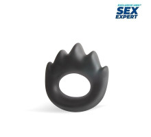 Черное эрекционное кольцо в форме пламени (черный)