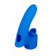 Синяя вибронасадка на палец с подвижным язычком Flick It (синий)