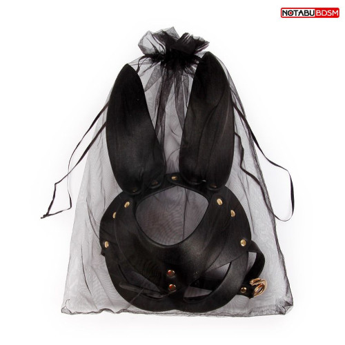Черная маска с удлиненными ушками и заклепками (черный)
