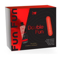 Подарочный набор Double Fun: перезаряжаемая вибропуля и гель на водной основе (красный)