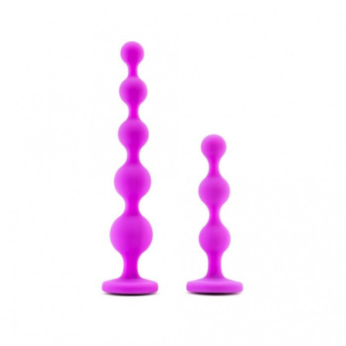 Набор из 2 лиловых анальных цепочек с кристаллами в основании (лиловый)