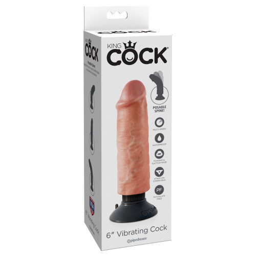 Вибромассажер-реалистик 6  Vibrating Cock - 17,8 см. (телесный)