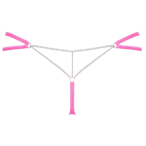 Пикантные трусики-стринги Chainty с цепочками (розовый|S-M)