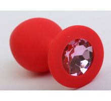 Красная силиконовая пробка с розовым стразом - 8,2 см. (розовый)