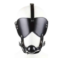 Черная маска-шоры с регулируемыми ремешками и кляпом-шариком (черный)