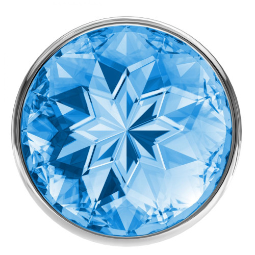 Малая серебристая анальная пробка Diamond Light blue Sparkle Small с голубым кристаллом - 7 см. (нежно-голубой)
