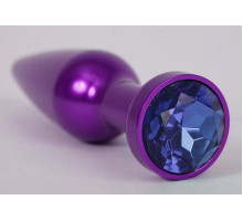 Фиолетовая анальная пробка с синим стразом - 11,2 см. (синий)