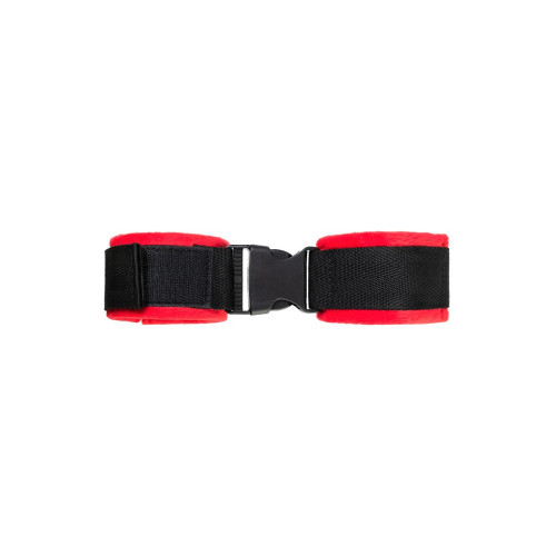 Красно-черные велюровые наручники Anonymo (красный с черным)