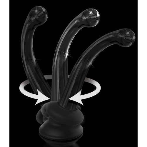 Черный стеклянный фаллоимитатор Icicles №87 с силиконовой присоской - 15,5 см. (черный)