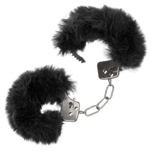 Металлические наручники с черным мехом Ultra Fluffy Furry Cuffs (черный)