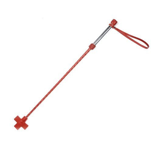 Красный стек с металлической рукоятью и крестообразным наконечником - 70 см. (красный)
