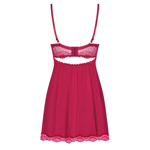 Роскошная короткая сорочка Rosalyne с кружевом (бордовый|L-XL)