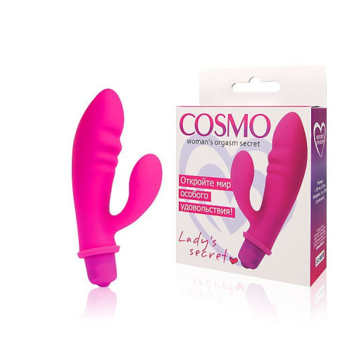 Розовый вибромассажер Cosmo с отростком - 8,5 см. (розовый)