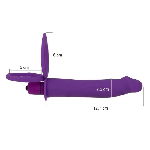 Фиолетовая вибронасадка для двойного проникновения с 2 эрекционными кольцами - 12,7 см. (фиолетовый)