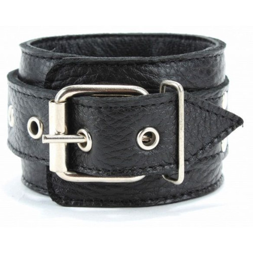 Черные кожаные наручники с пряжкой (черный)