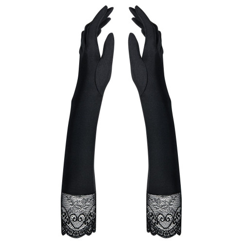 Длинные перчатки Miamor с кружевной оторочкой (черный)