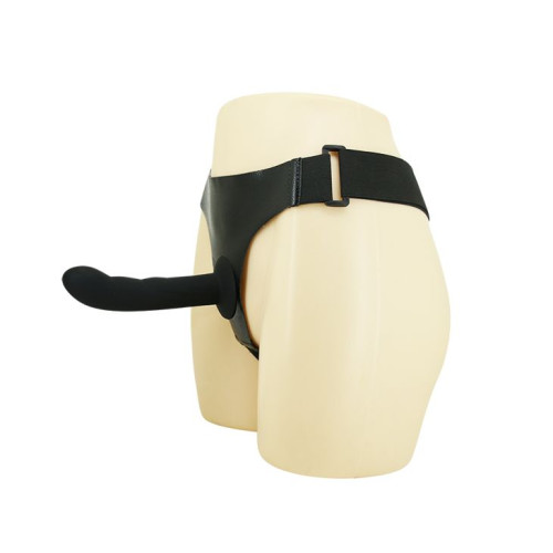 Страпон на эластичных ремнях Ultra Harness Karin Dildo - 16,8 см. (черный)