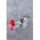 Серебристая анальная втулка с красной розочкой - 8 см. (красный)
