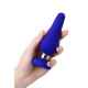 Синяя силиконовая анальная втулка с ограничителем - 13 см. (синий)