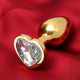 Золотистая анальная пробка с прозрачным кристаллом в форме сердца (золотистый)