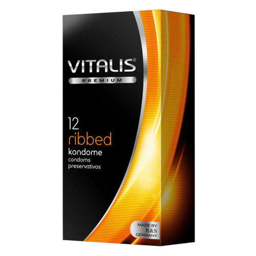 Ребристые презервативы VITALIS PREMIUM ribbed - 12 шт. (прозрачный)