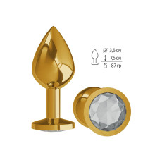 Золотистая средняя пробка с прозрачным кристаллом - 8,5 см. (прозрачный)