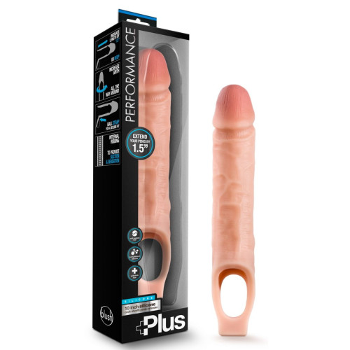 Телесный реалистичный фаллоудлинитель 10 Inch Silicone Cock Sheath Penis Extender - 25,4 см. (телесный)