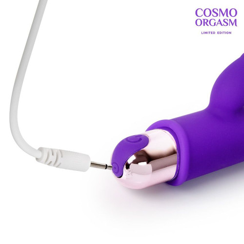 Фиолетовый мини-вибратор с клиторальным зайчиком - 14 см. (фиолетовый)