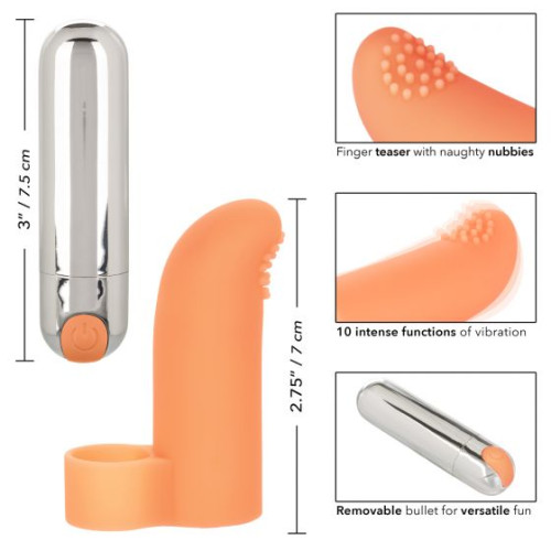 Оранжевая пулька-насадка на палец Finger Tickler - 8,25 см. (оранжевый)