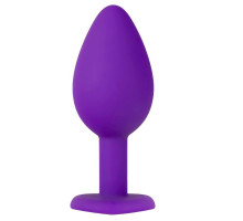 Фиолетовая анальная пробка с золотистым кристаллом-сердцем Bling Plug Small - 7,6 см. (фиолетовый)